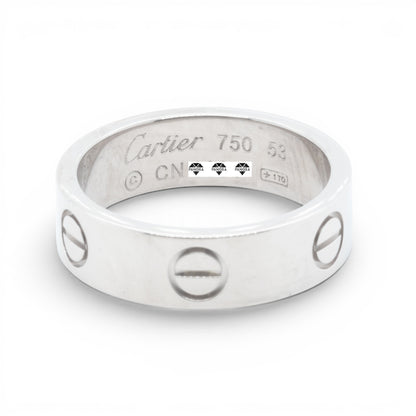 Cartier LOVE 18k White Gold 5.5MM Wedding Band Ring Size 53 US 6.25 w/ BOX