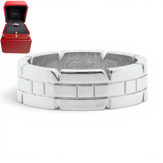Cartier Tank Francaise Band 750 18k White Gold 7.00MM Ring Size 60 US 9 w/ BOX