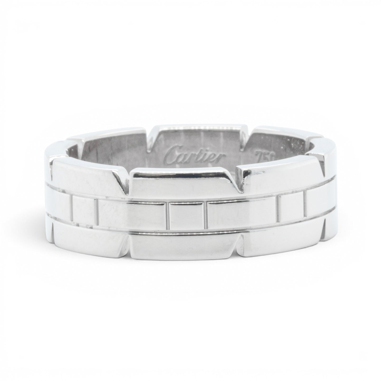 Cartier Tank Francaise Band 750 18k White Gold 7.00MM Ring Size 60 US 9 w/ BOX