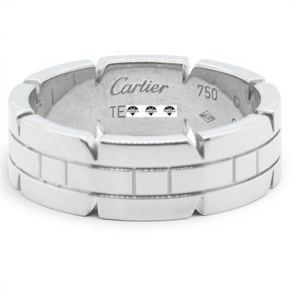 Cartier Tank Francaise Band 750 18k White Gold 7.00MM Ring Size 60 US 9 w/ BOX