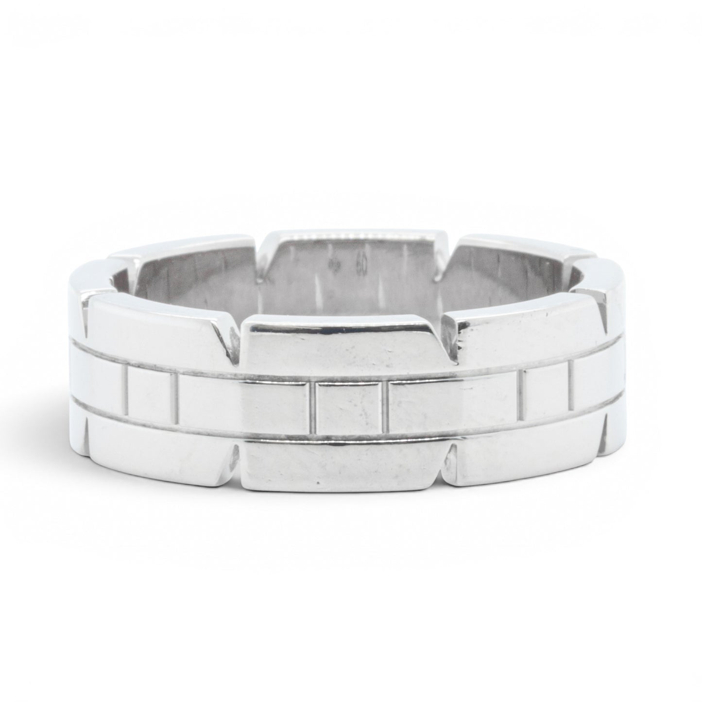 Cartier Tank Francaise Band 750 18k White Gold 7.00MM Ring Size 60 US 9 w/ BOX
