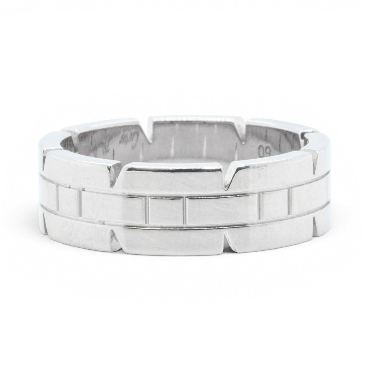 Cartier Tank Francaise Band 750 18k White Gold 7.00MM Ring Size 60 US 9 w/ BOX