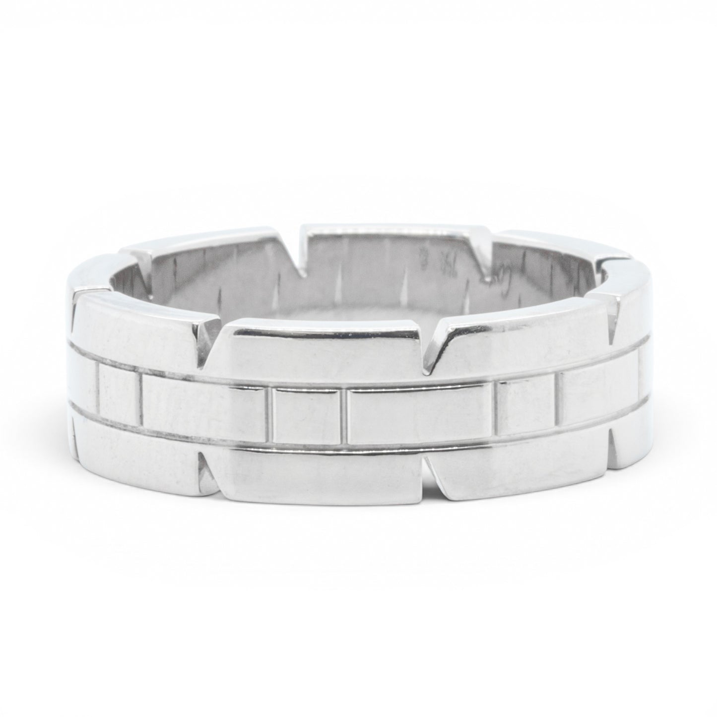 Cartier Tank Francaise Band 750 18k White Gold 7.00MM Ring Size 60 US 9 w/ BOX