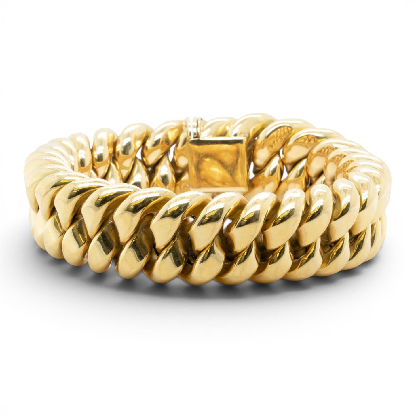HEAVY 18k Yellow Gold Puffy Cuban 11.5mm Link Semi Solid Bracelet 113.9g ITALY