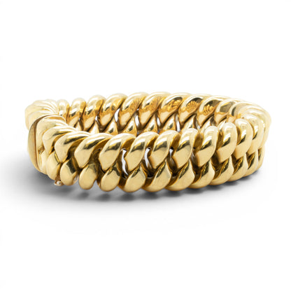 HEAVY 18k Yellow Gold Puffy Cuban 11.5mm Link Semi Solid Bracelet 113.9g ITALY