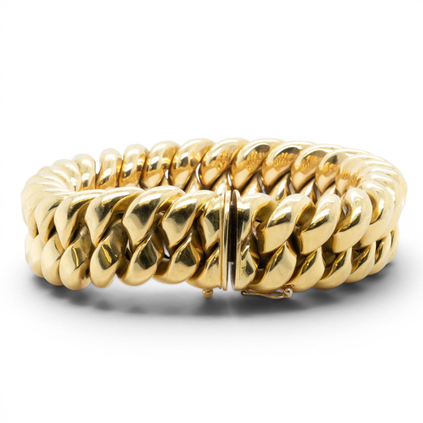 HEAVY 18k Yellow Gold Puffy Cuban 11.5mm Link Semi Solid Bracelet 113.9g ITALY