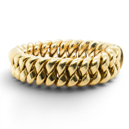 HEAVY 18k Yellow Gold Puffy Cuban 11.5mm Link Semi Solid Bracelet 113.9g ITALY