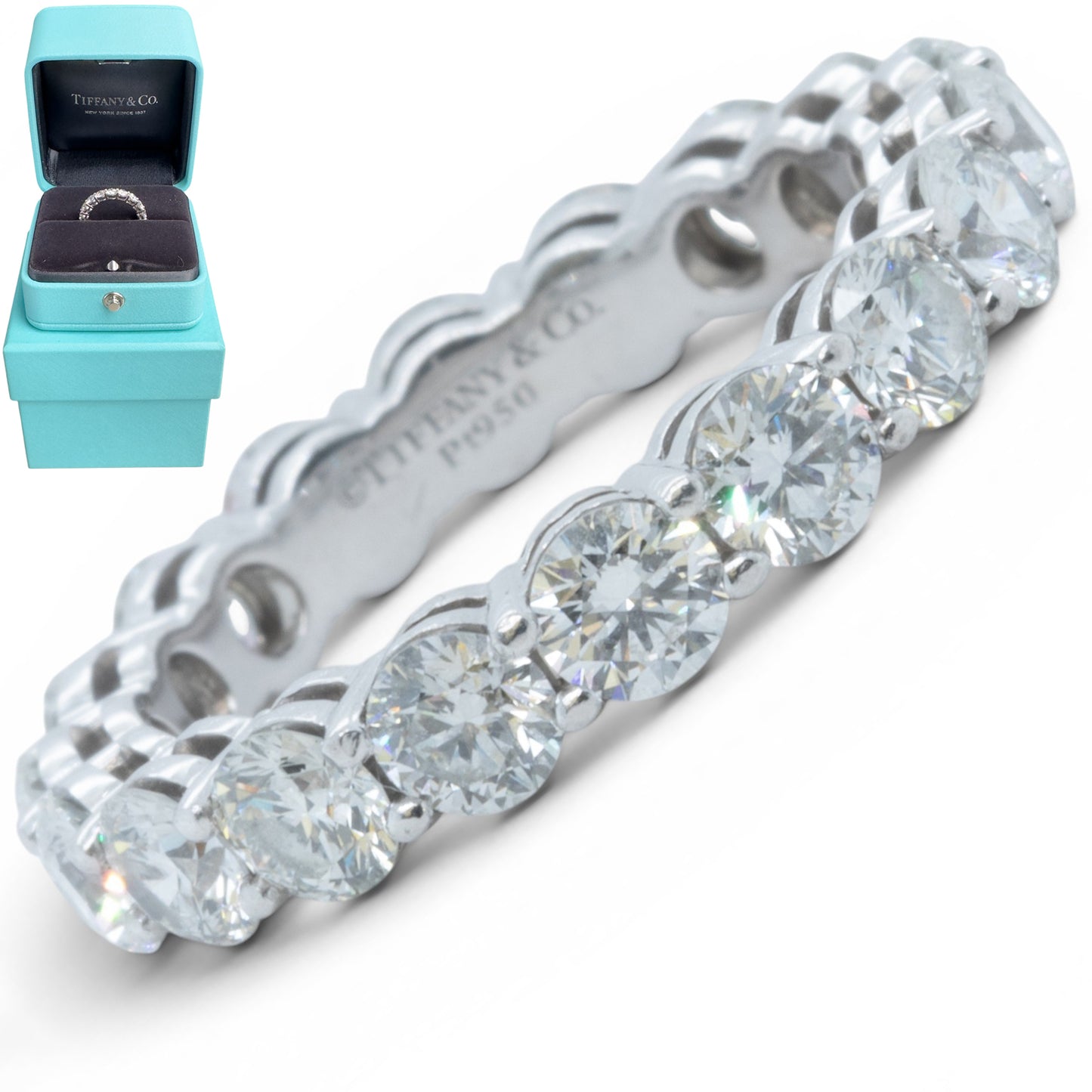 Tiffany & Co. Forever 950 Platinum Diamond Eternity Ring 3.06ctw G VS sz 6 + BOX