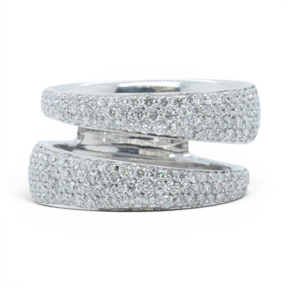 Roberto Coin Scalare 18k White Gold Pave Diamond Two Row Ring 1.35ctw Size 6.5