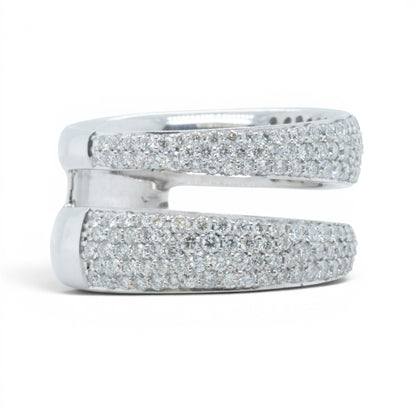 Roberto Coin Scalare 18k White Gold Pave Diamond Two Row Ring 1.35ctw Size 6.5