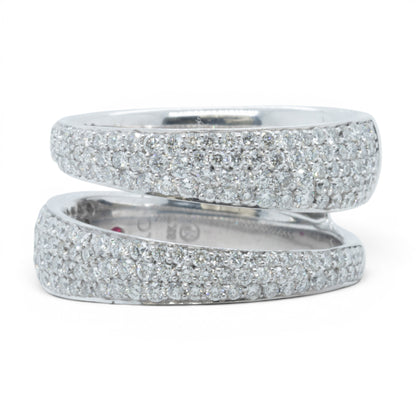 Roberto Coin Scalare 18k White Gold Pave Diamond Two Row Ring 1.35ctw Size 6.5