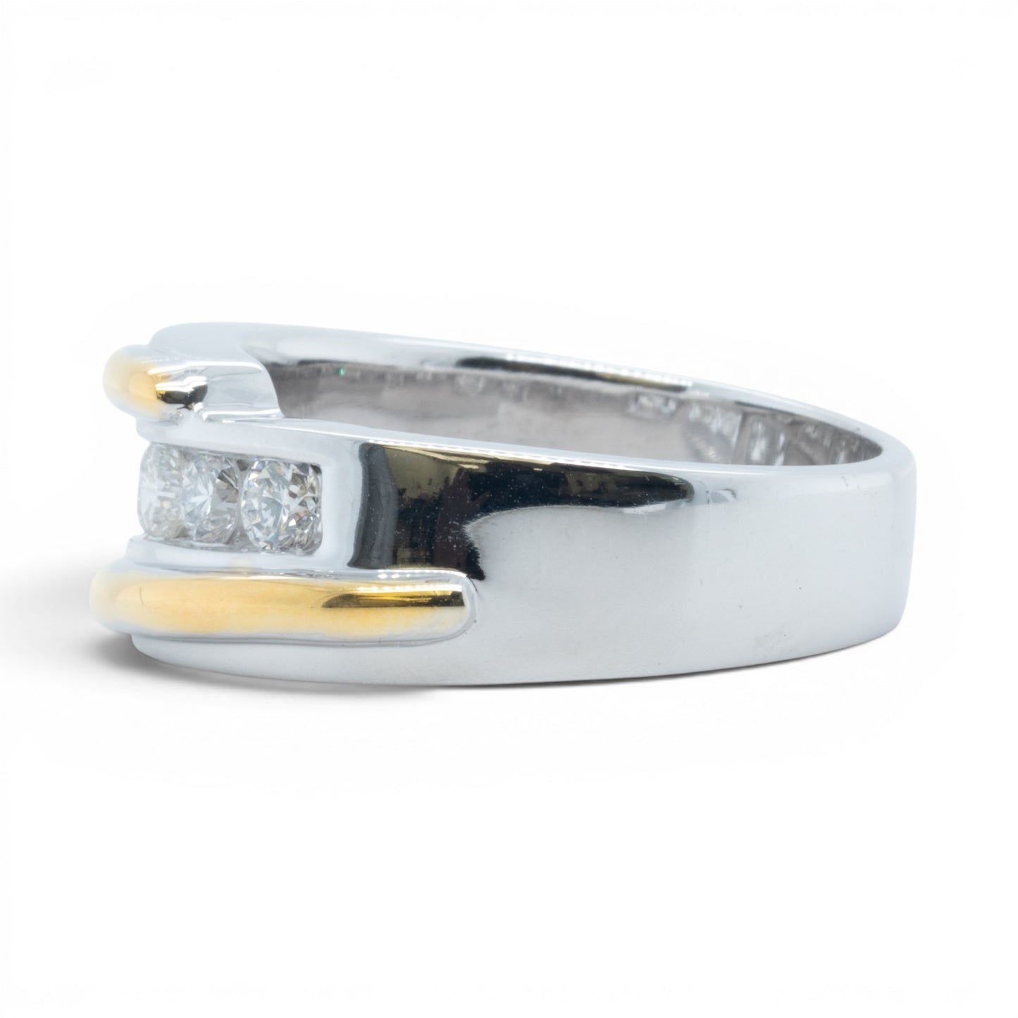 Mens 14k Yellow & White Gold Channel Set Diamond Wedding Ring 1.00ctw SZ 10.5