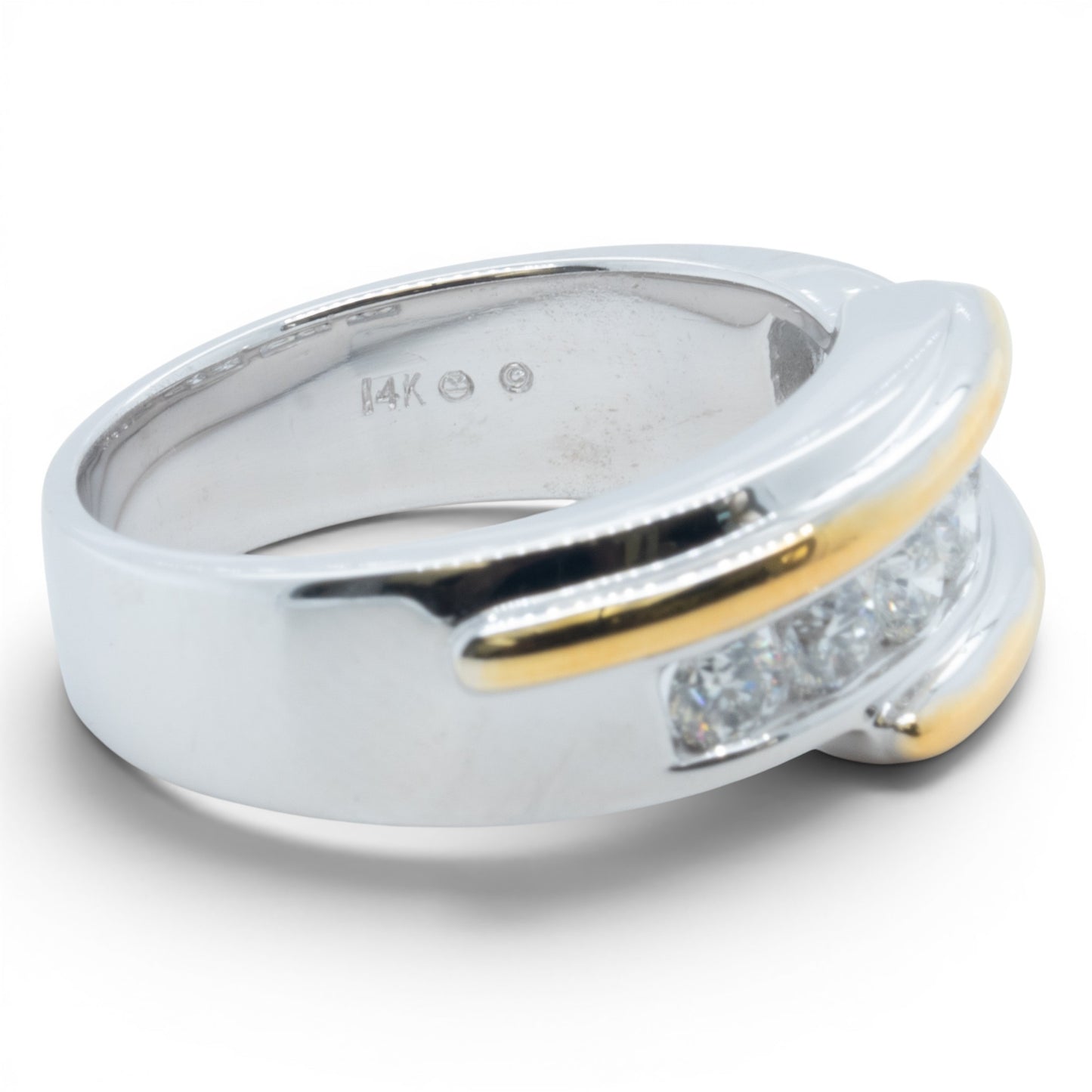 Mens 14k Yellow & White Gold Channel Set Diamond Wedding Ring 1.00ctw SZ 10.5