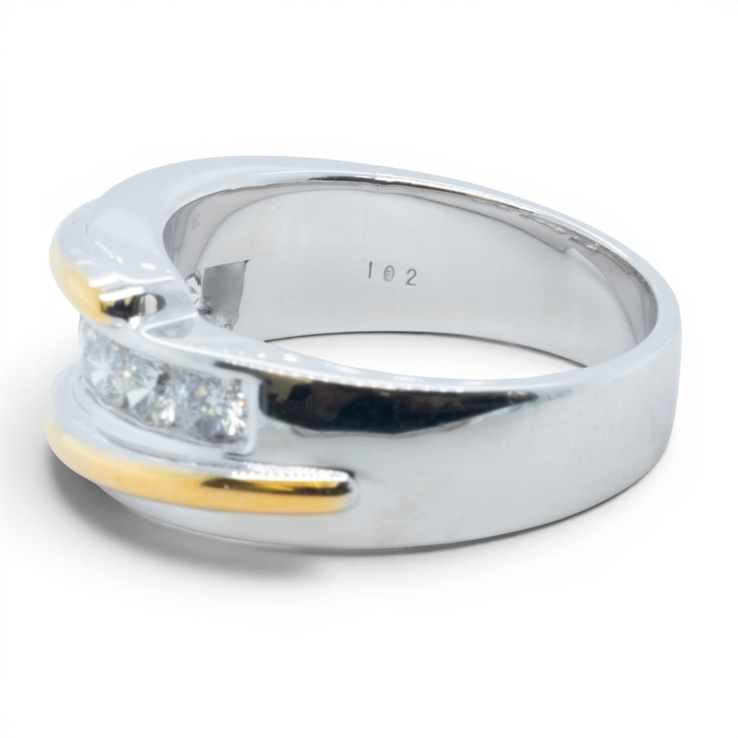 Mens 14k Yellow & White Gold Channel Set Diamond Wedding Ring 1.00ctw SZ 10.5