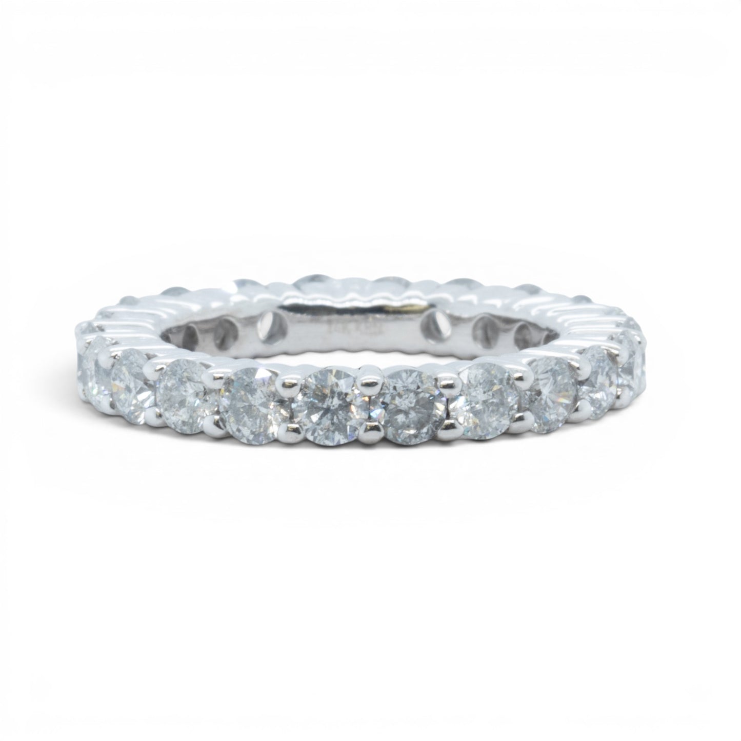 14k White Gold 22 Stone 2.65ctw Diamond Eternity Band H I1-I2 Ring Size 5
