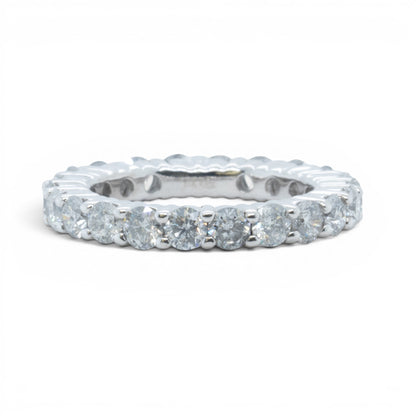 14k White Gold 22 Stone 2.65ctw Diamond Eternity Band H I1-I2 Ring Size 5