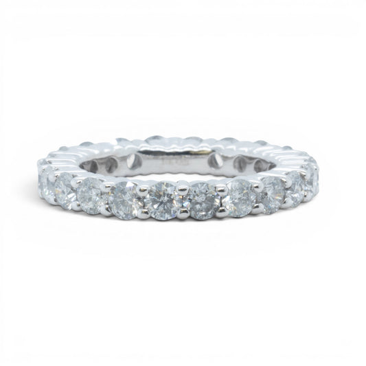 14k White Gold 22 Stone 2.65ctw Diamond Eternity Band H I1-I2 Ring Size 5