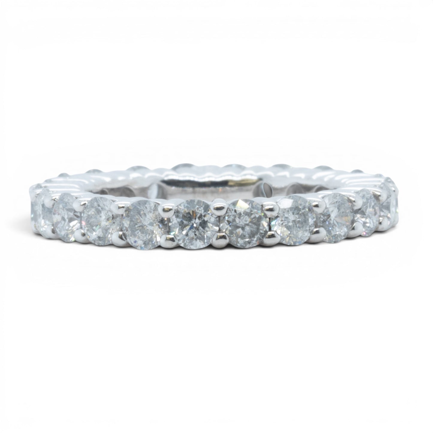 14k White Gold 22 Stone 2.65ctw Diamond Eternity Band H I1-I2 Ring Size 5