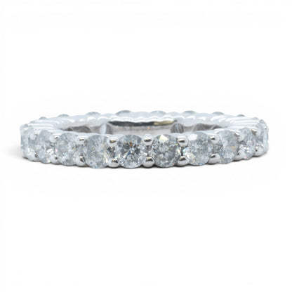 14k White Gold 22 Stone 2.65ctw Diamond Eternity Band H I1-I2 Ring Size 5