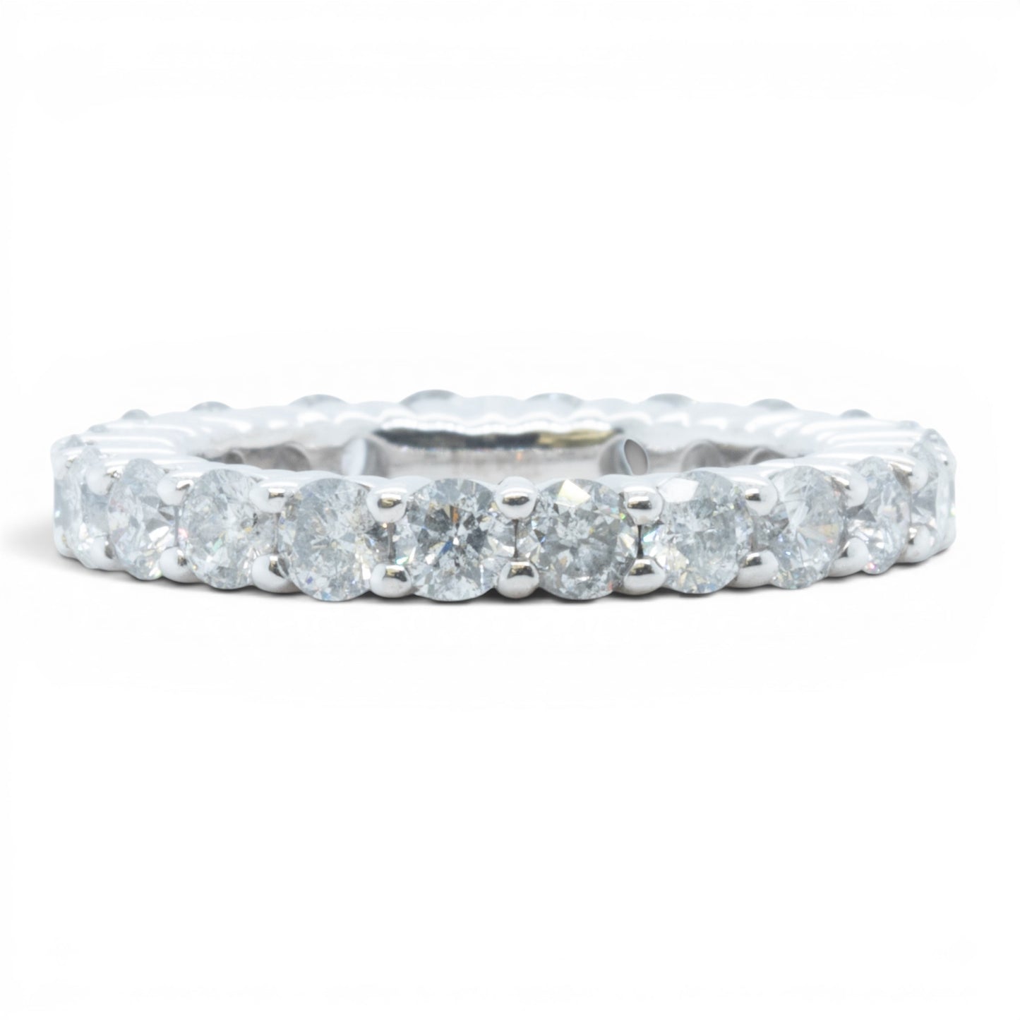 14k White Gold 22 Stone 2.65ctw Diamond Eternity Band H I1-I2 Ring Size 5