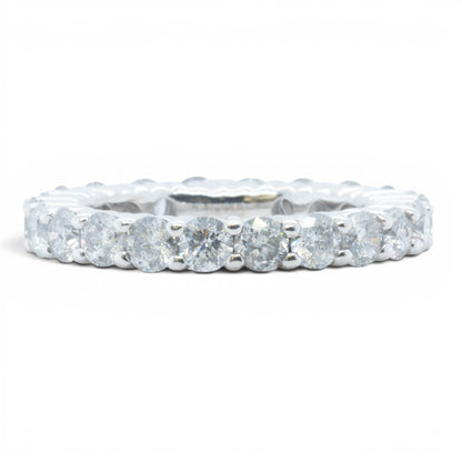 14k White Gold 22 Stone 2.65ctw Diamond Eternity Band H I1-I2 Ring Size 5