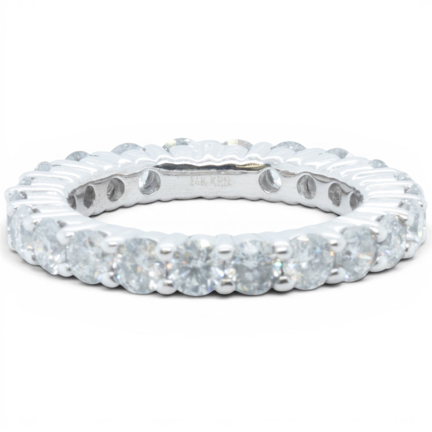 14k White Gold 22 Stone 2.65ctw Diamond Eternity Band H I1-I2 Ring Size 5