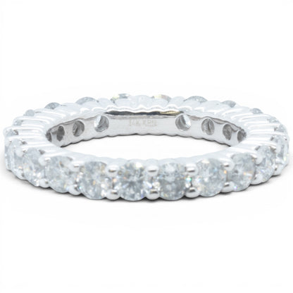 14k White Gold 22 Stone 2.65ctw Diamond Eternity Band H I1-I2 Ring Size 5