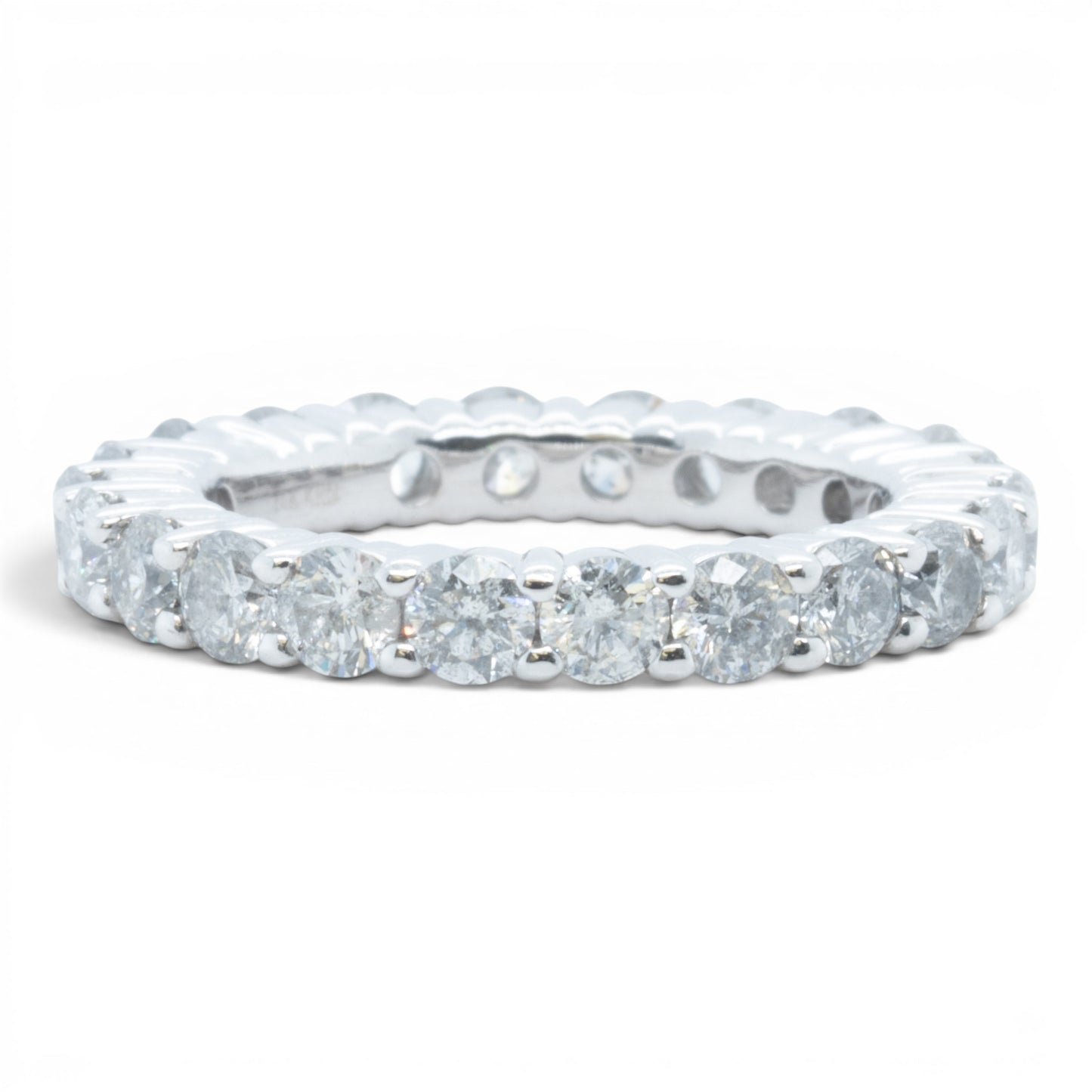 14k White Gold 22 Stone 2.65ctw Diamond Eternity Band H I1-I2 Ring Size 5