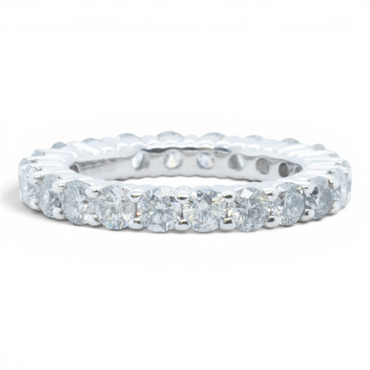 14k White Gold 22 Stone 2.65ctw Diamond Eternity Band H I1-I2 Ring Size 5