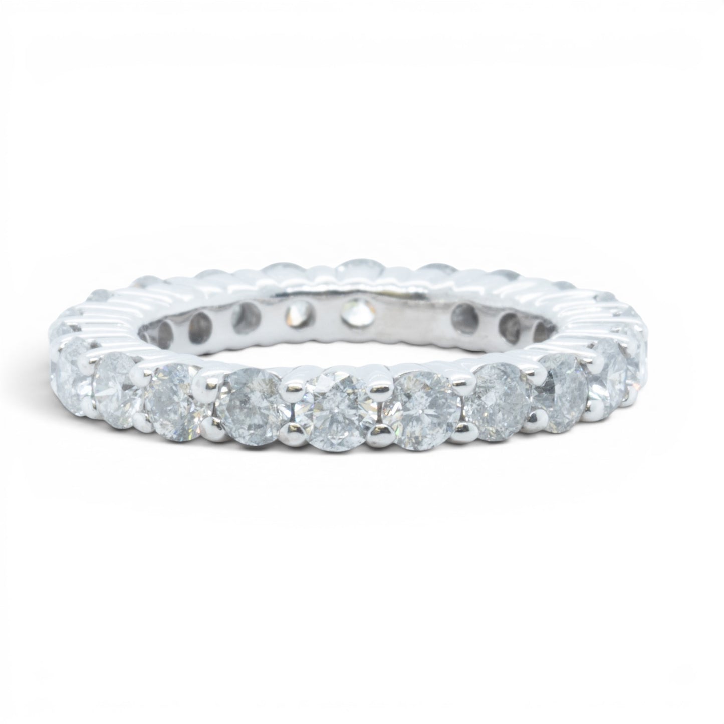 14k White Gold 22 Stone 2.65ctw Diamond Eternity Band H I1-I2 Ring Size 5