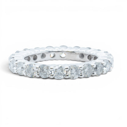 14k White Gold 22 Stone 2.65ctw Diamond Eternity Band H I1-I2 Ring Size 5
