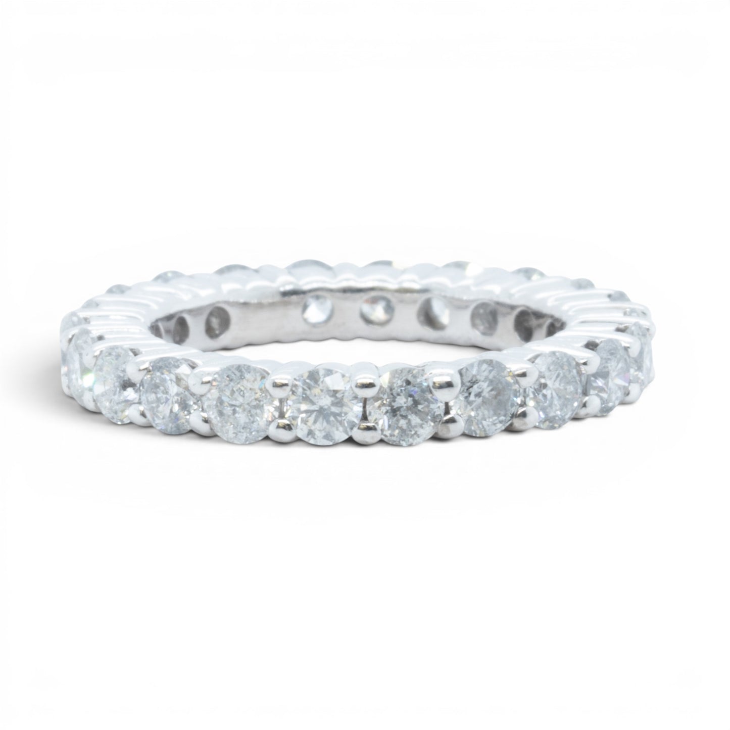 14k White Gold 22 Stone 2.65ctw Diamond Eternity Band H I1-I2 Ring Size 5