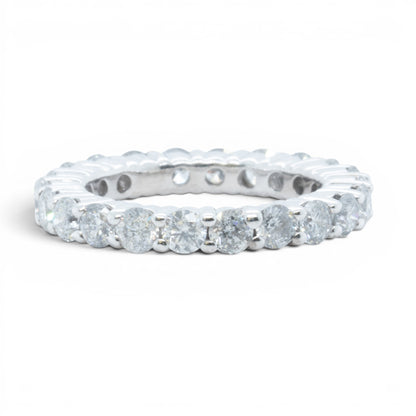 14k White Gold 22 Stone 2.65ctw Diamond Eternity Band H I1-I2 Ring Size 5
