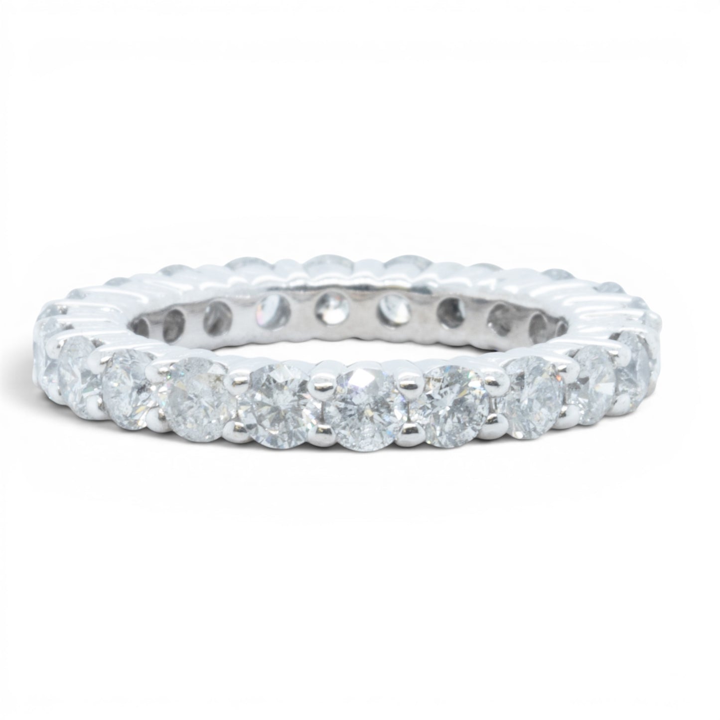 14k White Gold 22 Stone 2.65ctw Diamond Eternity Band H I1-I2 Ring Size 5