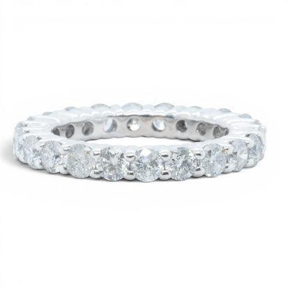 14k White Gold 22 Stone 2.65ctw Diamond Eternity Band H I1-I2 Ring Size 5