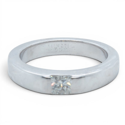 Cartier Tank 18k White Gold Princess Diamond Solitaire Ring 0.25ctw Size 4.25