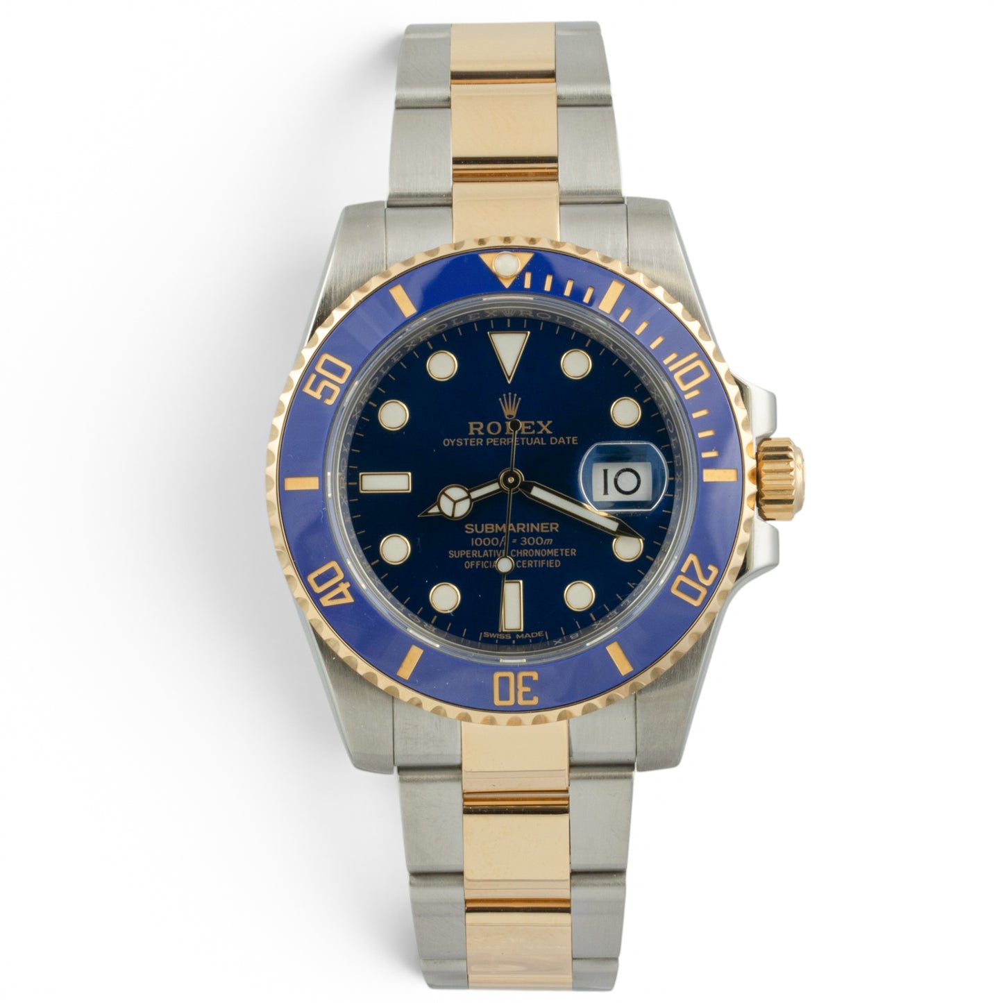 Rolex Submariner 18k Gold & Stainless Steel Blue 40mm 116613 LB BOX + TAG