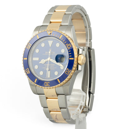 Rolex Submariner 18k Gold & Stainless Steel Blue 40mm 116613 LB BOX + TAG