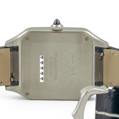 Cartier Santos Dumont 4240 WSSA0085 Steel Silver Roman Blue Strap BOX + PAPERS