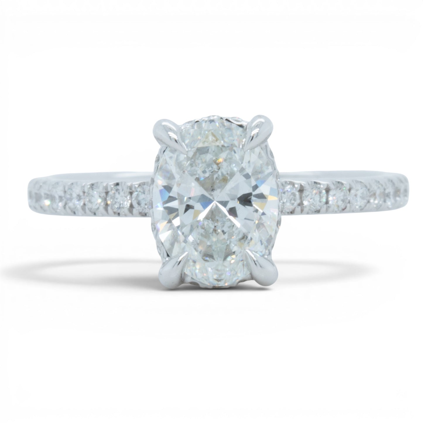 18k White Gold GIA 1.22ct F VS2 Oval Diamond Engagement Ring W/ Accents 0.30ctw