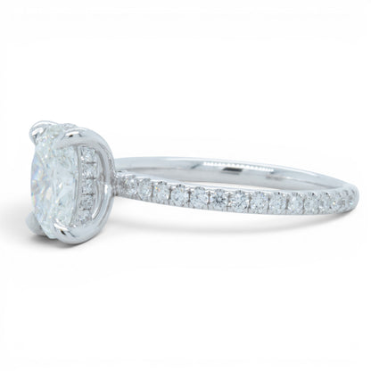 18k White Gold GIA 1.22ct F VS2 Oval Diamond Engagement Ring W/ Accents 0.30ctw