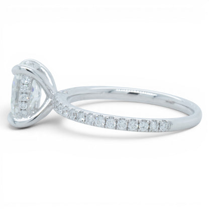 18k White Gold GIA 1.22ct F VS2 Oval Diamond Engagement Ring W/ Accents 0.30ctw