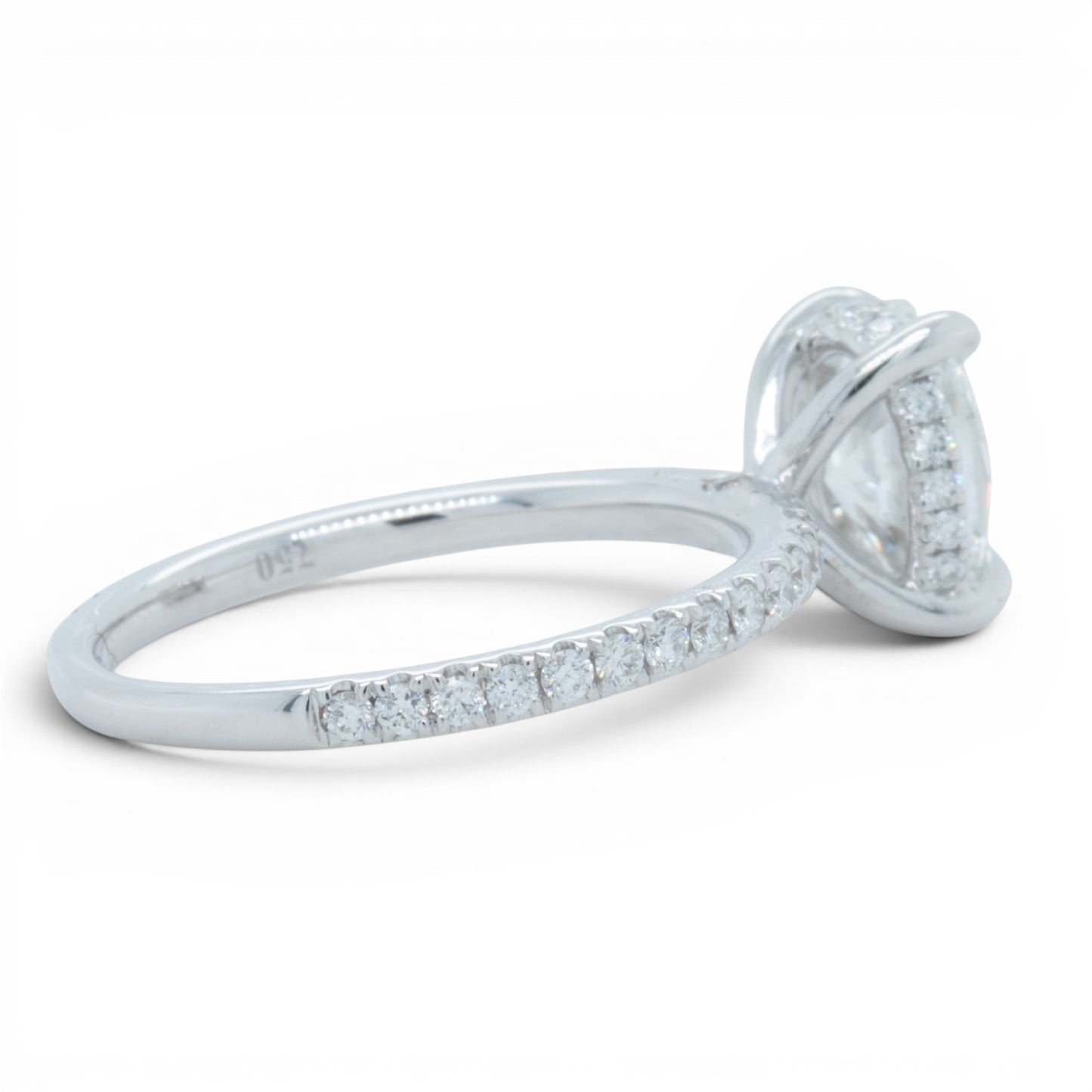 18k White Gold GIA 1.22ct F VS2 Oval Diamond Engagement Ring W/ Accents 0.30ctw