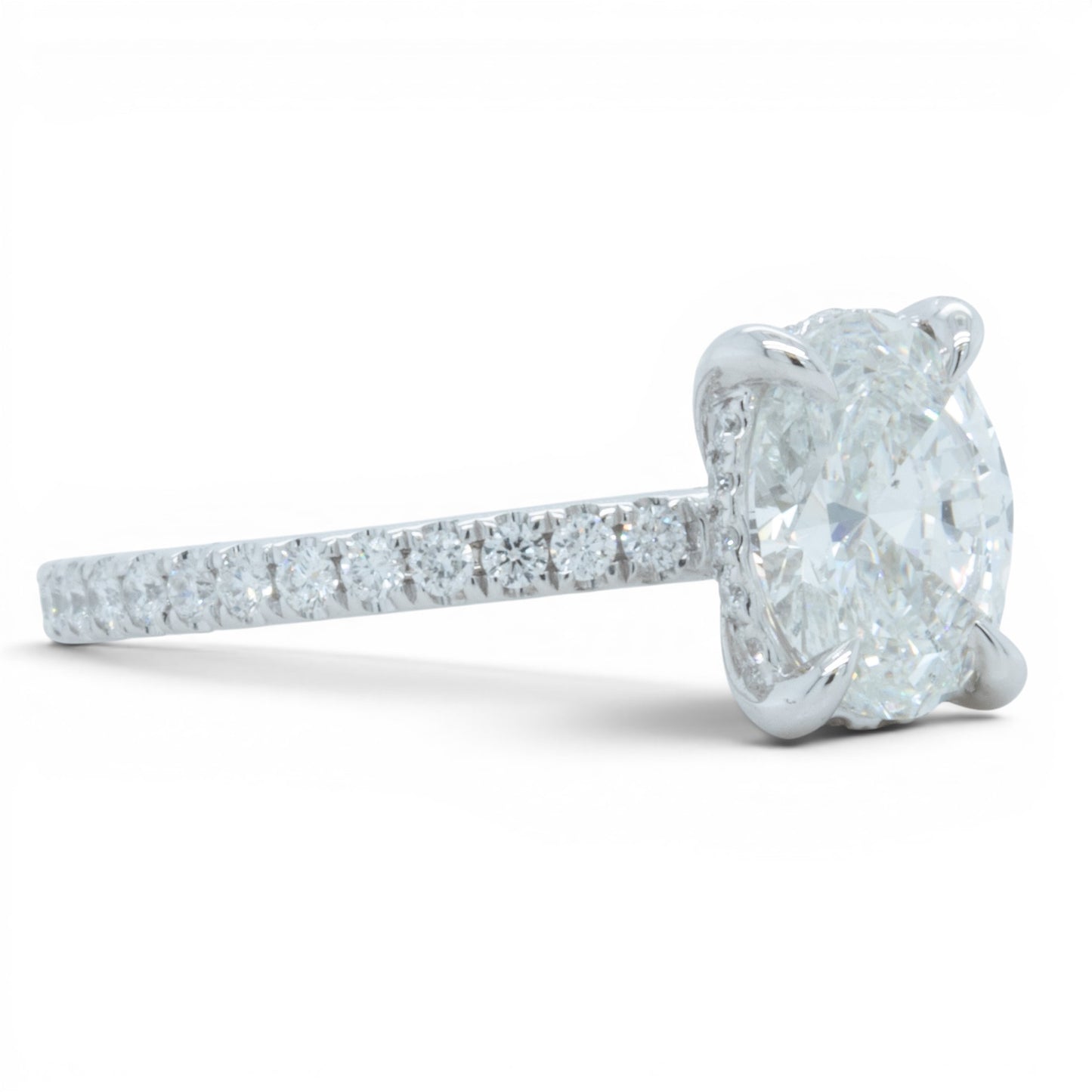 18k White Gold GIA 1.22ct F VS2 Oval Diamond Engagement Ring W/ Accents 0.30ctw