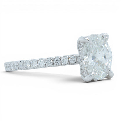 18k White Gold GIA 1.22ct F VS2 Oval Diamond Engagement Ring W/ Accents 0.30ctw