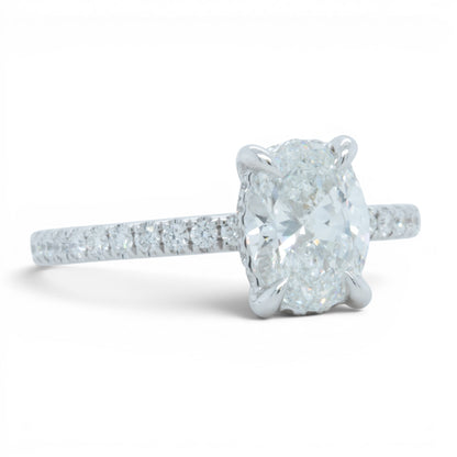 18k White Gold GIA 1.22ct F VS2 Oval Diamond Engagement Ring W/ Accents 0.30ctw