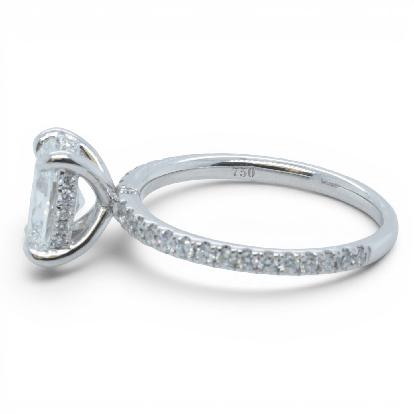 18k White Gold GIA 1.22ct F VS2 Oval Diamond Engagement Ring W/ Accents 0.30ctw