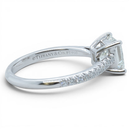 Tiffany & Co Novo Platinum Princess Diamond Engagement Ring 1.16ctw BAG BOX CERT