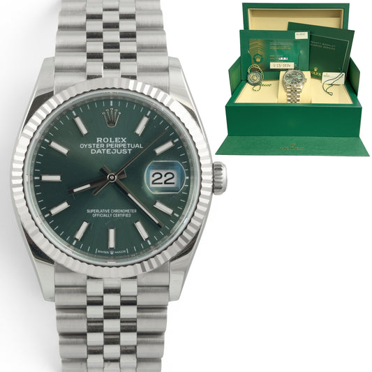2026 Rolex DateJust 36mm MINT GREEN Stainless Steel JUBILEE 126234 BOX + PAPERS