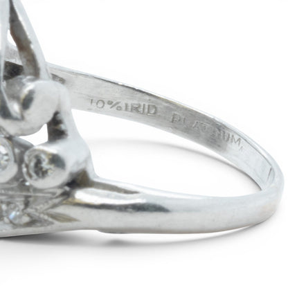 Antique Platinum 900 Old Mine Diamond Floral Ring 1.00ctw H SI1 Size 5.5